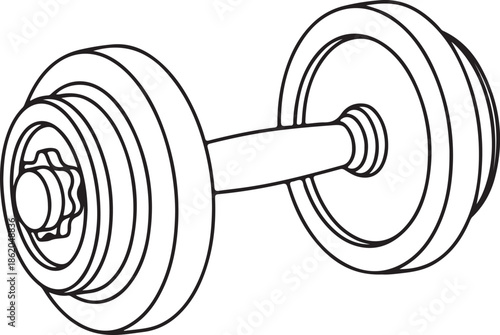 Dumbbell End Cap Detail Line Art Illustration