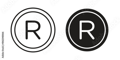 Registered icons vector. Line and glyph design with editable stroke