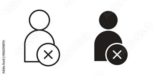 Remove user icons vector. Line and glyph design with editable stroke