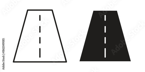 Road icons vector. Line and glyph design with editable stroke