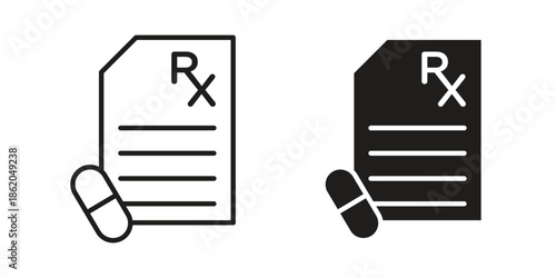 RX icons vector. Line and glyph design with editable stroke