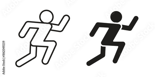 Running icons vector. Line and glyph design with editable stroke