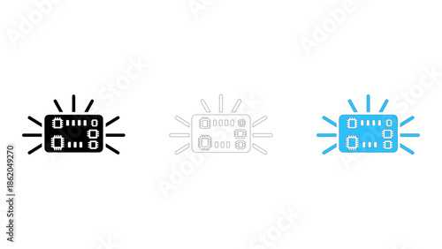 An icon representing a clock generator board emitting signals for synchronized electronic system operation