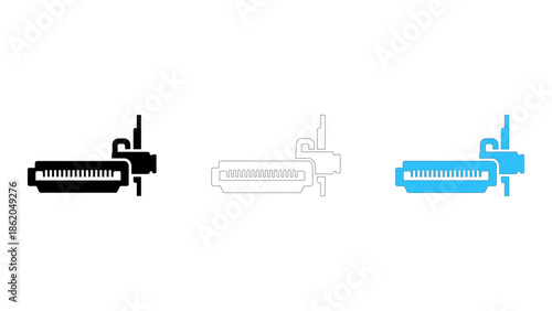 An icon illustrating the function of pcie retention clips to secure expansion cards