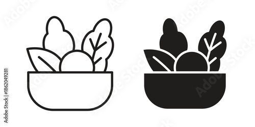 Salad icons vector. Line and glyph design with editable stroke