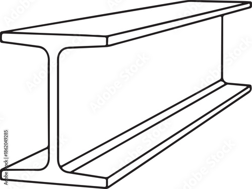 I-beam structural steel girder profile line icon.