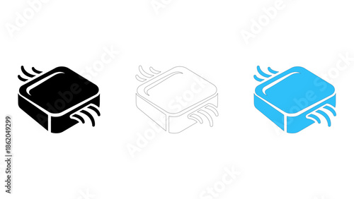 Black and white icon of a southbridge cooling block for system controller chips