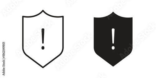 Shield exclamation icons vector. Line and glyph design with editable stroke