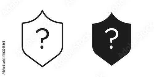 Shield interrogation icons vector. Line and glyph design with editable stroke