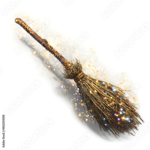 Rustic witch s broom with twigs and twine