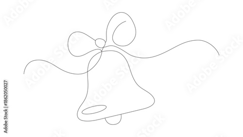 One Line Bell Drawing. Continuous Line Bell.