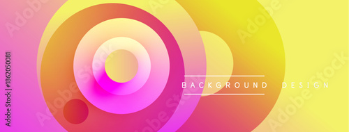 Abstract vibrant layers create dynamic circular pattern. Gradient colors blend, forming modern background design. Smooth transitions, visual appeal.
