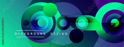 Abstract vibrant circles overlap, creating dynamic colorful background. Gradient shades blend smoothly, offering modern visual appeal.