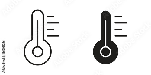 Temperature icons vector. Line and glyph design with editable stroke