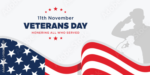 Happy Veterans Day. honor heroes, Holiday concept, November 11. Template for background, banner, card, poster with text inscription.