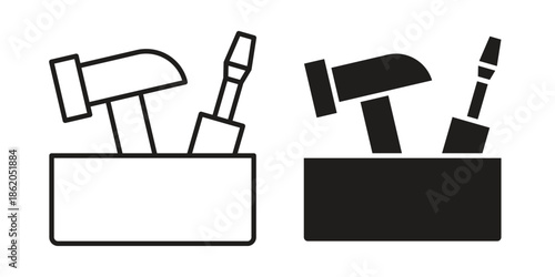 Toolbox icons vector. Line and glyph design with editable stroke