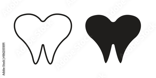 Tooth icons vector. Line and glyph design with editable stroke