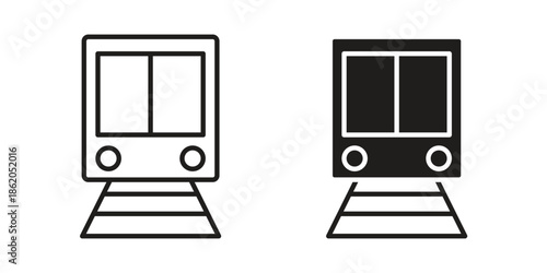 Train icons vector. Line and glyph design with editable stroke