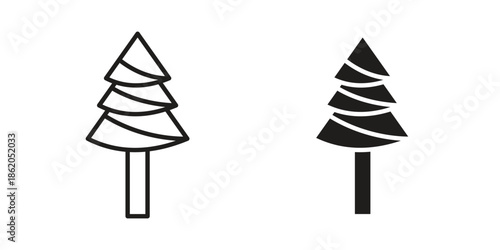 Tree christmas icons vector. Line and glyph design with editable stroke