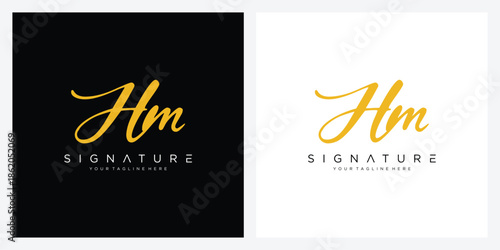 HM Initial Handwriting logo template vector