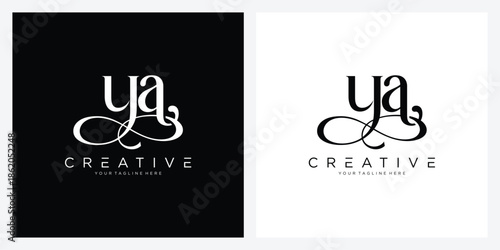 Luxury YA or AY Initial Monogram Text Letter Logo Design