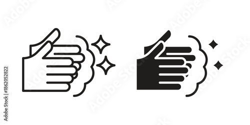 Wash your hands icons vector. Line and glyph design with editable stroke