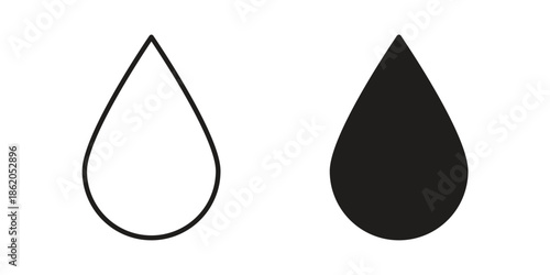 Water drop icons vector. Line and glyph design with editable stroke