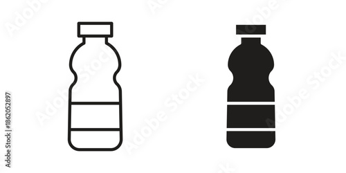 Water bottle icons vector. Line and glyph design with editable stroke