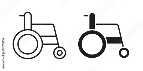 Wheelchair icons vector. Line and glyph design with editable stroke