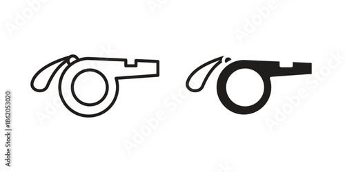 Whistle icons vector. Line and glyph design with editable stroke