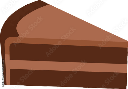 Modern Flat Design Chocolate Cake Slice with Decorative Cream Border Icon