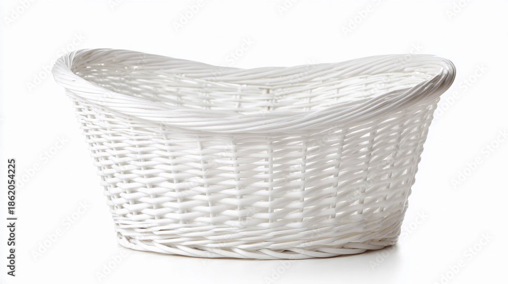 Obraz premium White wicker basket for storage and decoration in various settings