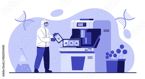 Scientist analyzing viral samples with advanced laboratory equipment, illustrating scientific