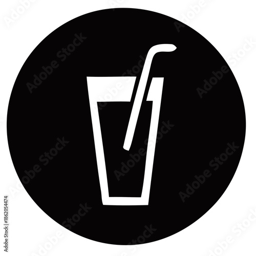 Simple illustration of a glass with a straw on a black background