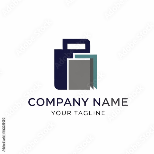 Modern business folder icon logo with briefcase and document concept in clean vector design for professional branding