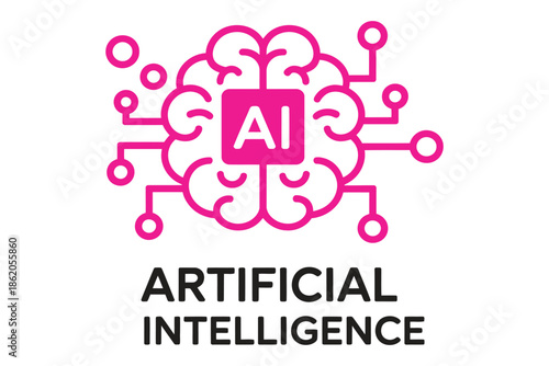artificial intelligence ai brain circuit vector logo illustration machine learning neural network data science concept digital mind technology futuristic design.
