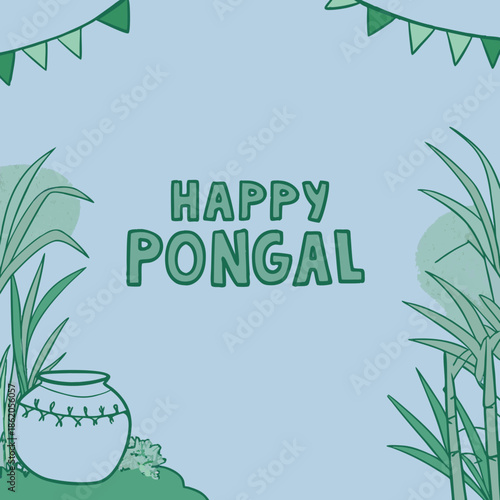 Happy Pongal Festival Greeting Text Vector