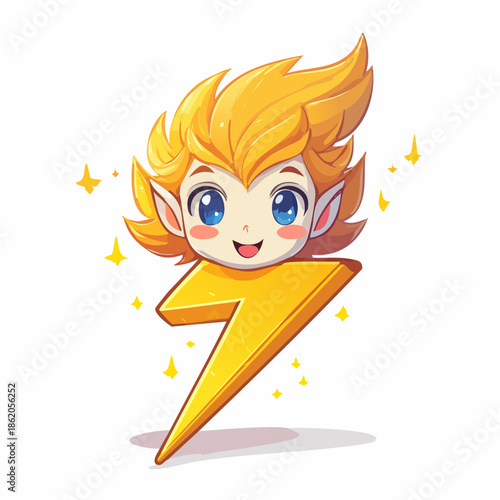 Lightning electricity elemental 2D vector illustration character