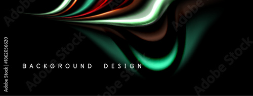 Abstract flowing lines create dynamic, elegant design. Dark background emphasizes vibrant color gradients, modern aesthetic.