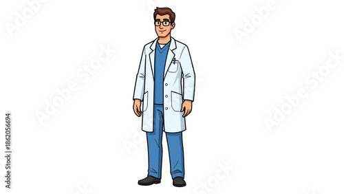 A man in a lab coat standing in a professional setting