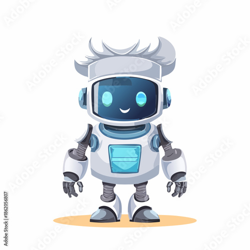 Chef robot 2D vector illustration character