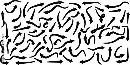 Abstract artwork with black arrows on white background
