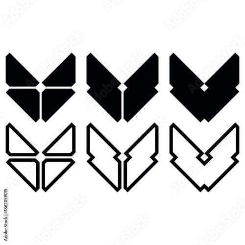 Minimal Aero Chevron and Arrowhead Vector Shape Set