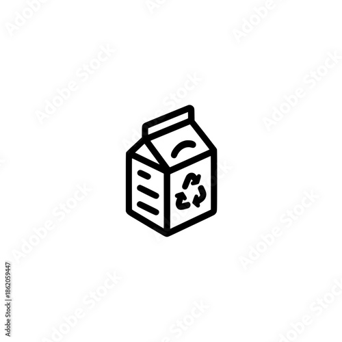 Eco friendly cardboard box with recycling arrow icon vector art for renewable resources and conservation

