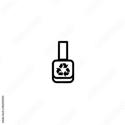 Green recycle arrow symbol in glass bottle vector design representing ecology and waste management concept
