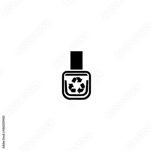 Recycling arrow icon inside glass bottle vector illustration for sustainability and environmental awareness