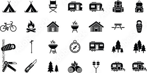 Black and white camping and outdoor activity set tent