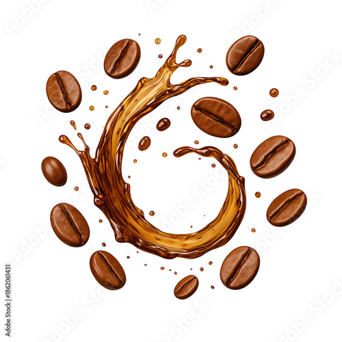 Wallpaper Mural Coffee Splash Forming Letter C with Roasted Coffee Beans Torontodigital.ca