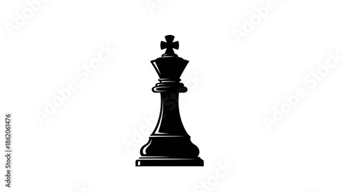 King chess piece silhouette icon, strategy and leadership concept, flat vector illustration isolated on white background.