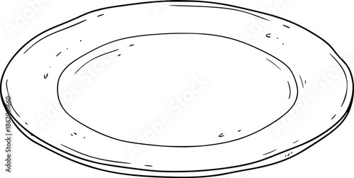 Simple black and white illustration of an empty plate.